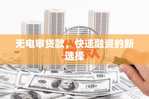 龙游无电审贷款，快速融资的新选择