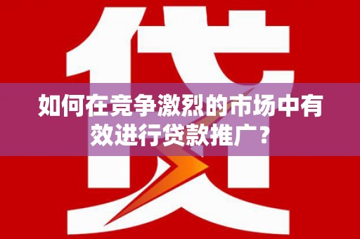 新园如何在竞争激烈的市场中有效进行贷款推广？