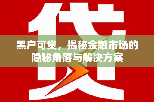 景东黑户可贷，揭秘金融市场的隐秘角落与解决方案